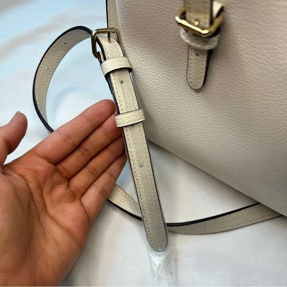 Coach Mollie tote bag 25 chalk light saddle pebbled leather c4084 - Picture 11 of 15